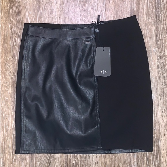 Armani Exchange Faux Leather Panel Skirt - Picture 2 of 5